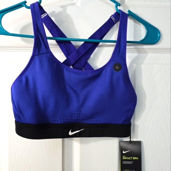 Nike Other - Nike impact compression‎ blue black sports bra high support NWT CD7139-432 xs